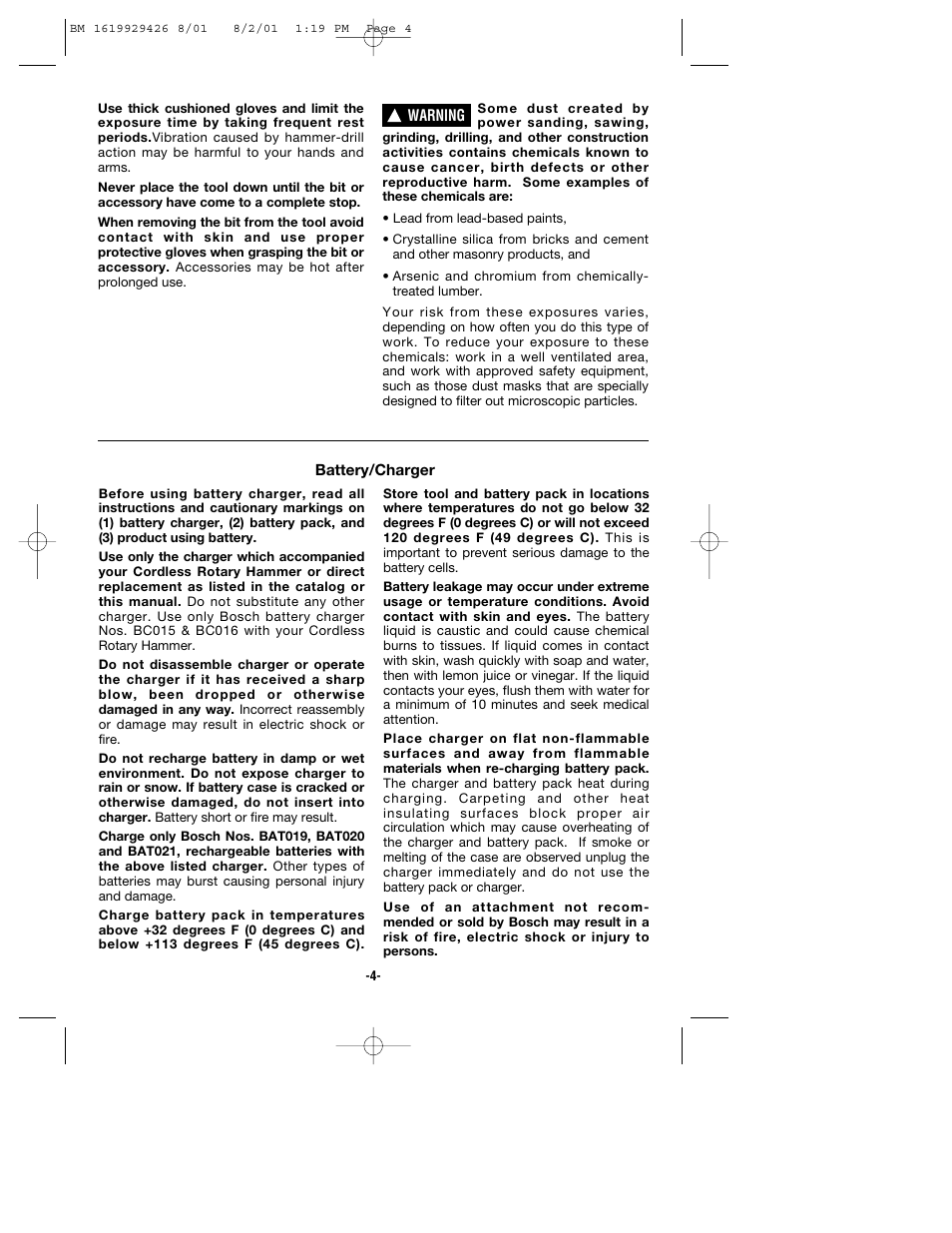 Bosch cordless hammer User Manual | Page 4 / 40