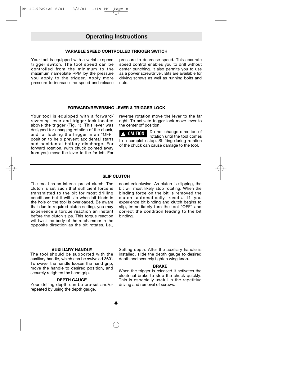 Operating instructions | Bosch cordless hammer User Manual | Page 8 / 40