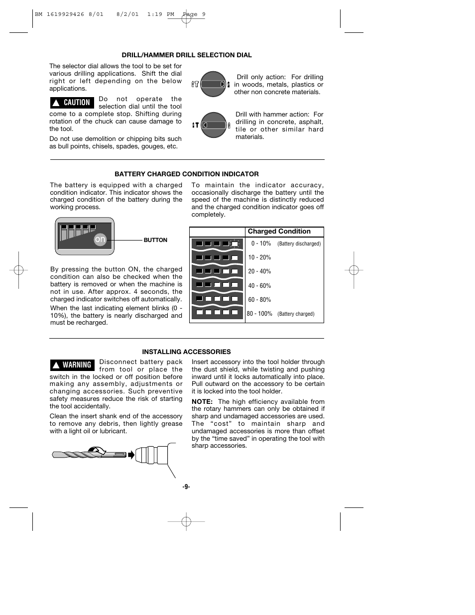 Bosch cordless hammer User Manual | Page 9 / 40