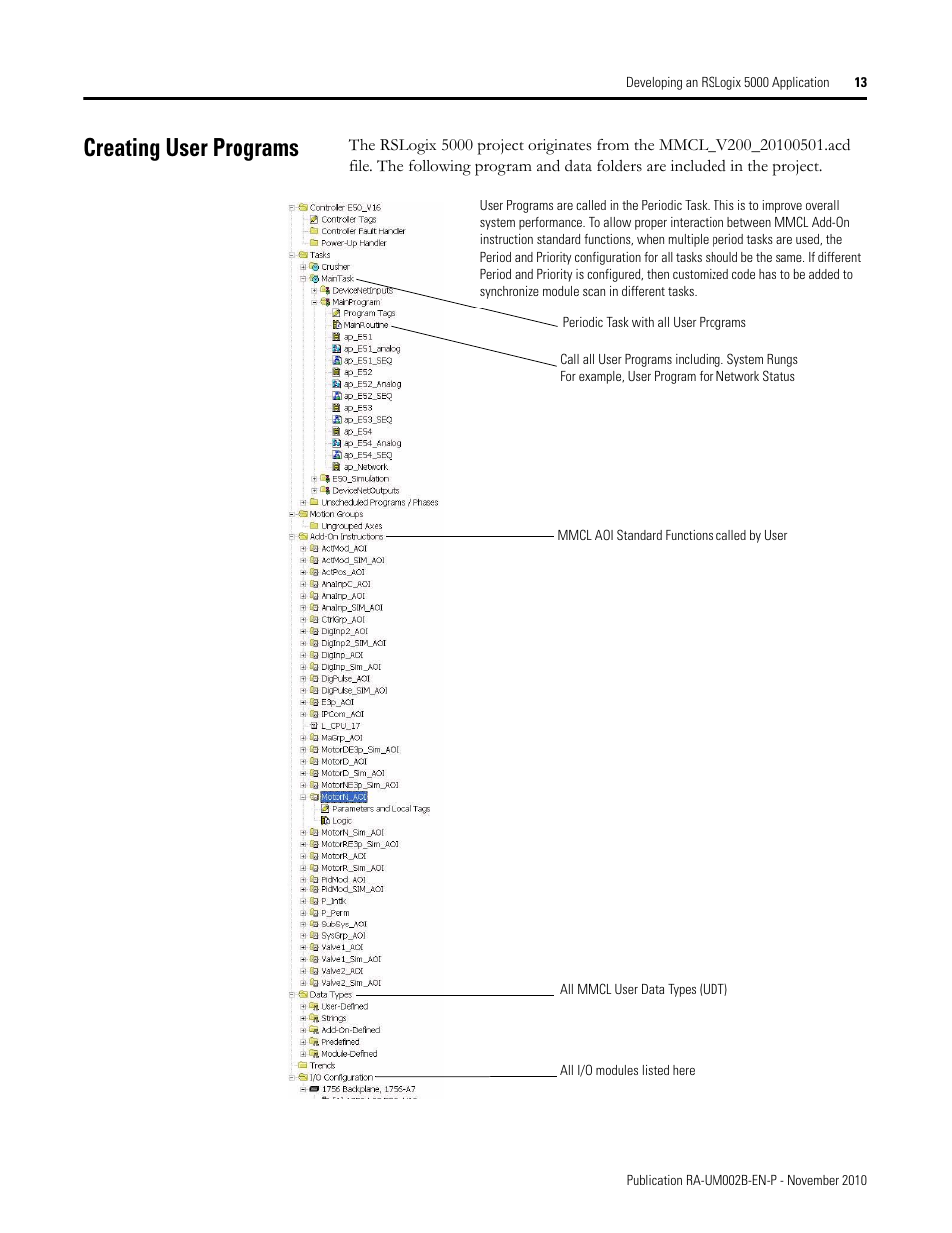 Creating user programs | Rockwell Automation MMCL Using the Mining, Mineral, and Cement Library (MMCL) in RSLogix 5000 Appli User Manual | Page 13 / 62