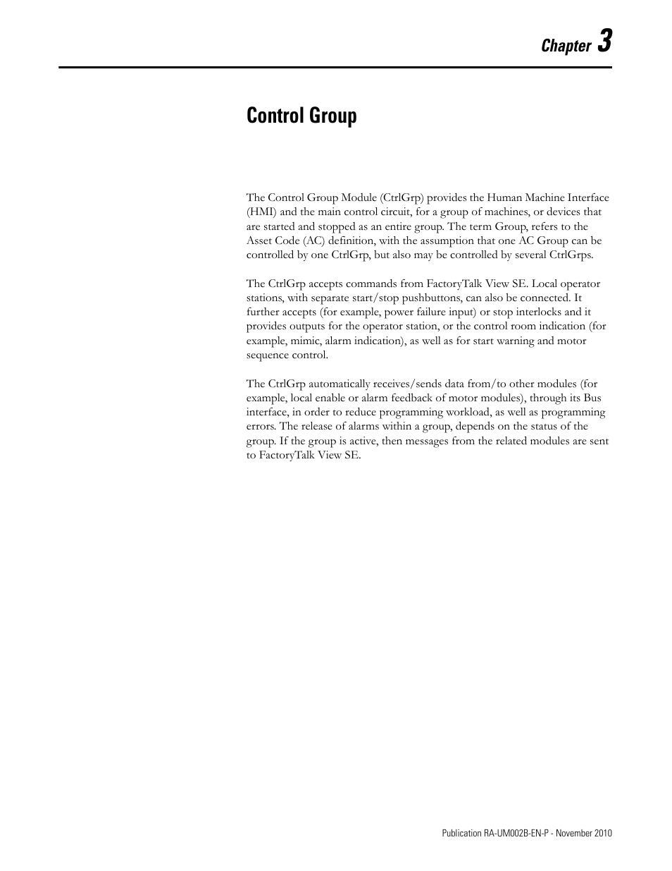 3 - control group, Chapter 3, Control group | Rockwell Automation MMCL Using the Mining, Mineral, and Cement Library (MMCL) in RSLogix 5000 Appli User Manual | Page 23 / 62