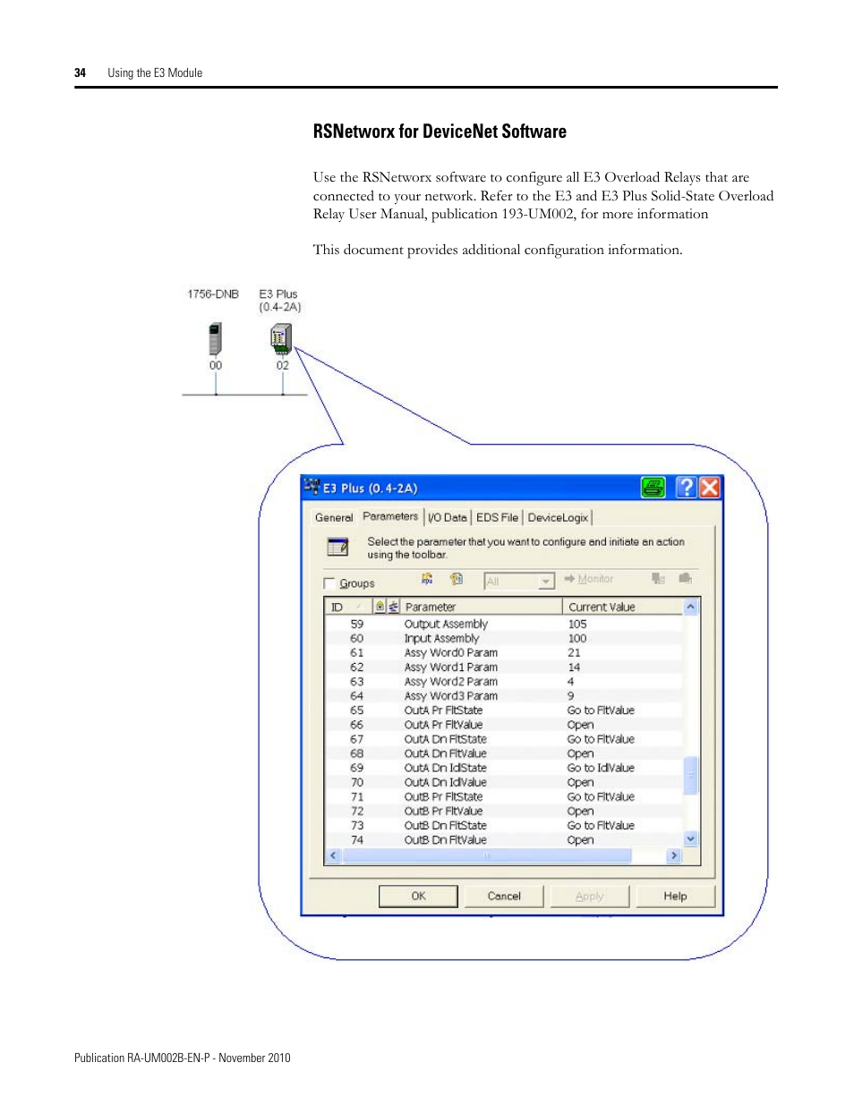 Rsnetworx for devicenet software | Rockwell Automation MMCL Using the Mining, Mineral, and Cement Library (MMCL) in RSLogix 5000 Appli User Manual | Page 34 / 62
