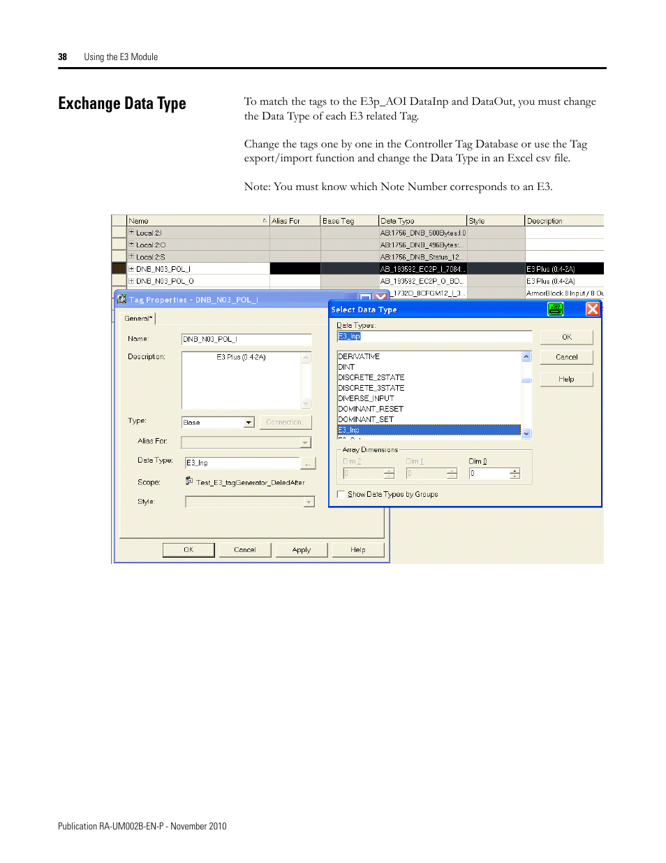 Exchange data type | Rockwell Automation MMCL Using the Mining, Mineral, and Cement Library (MMCL) in RSLogix 5000 Appli User Manual | Page 38 / 62