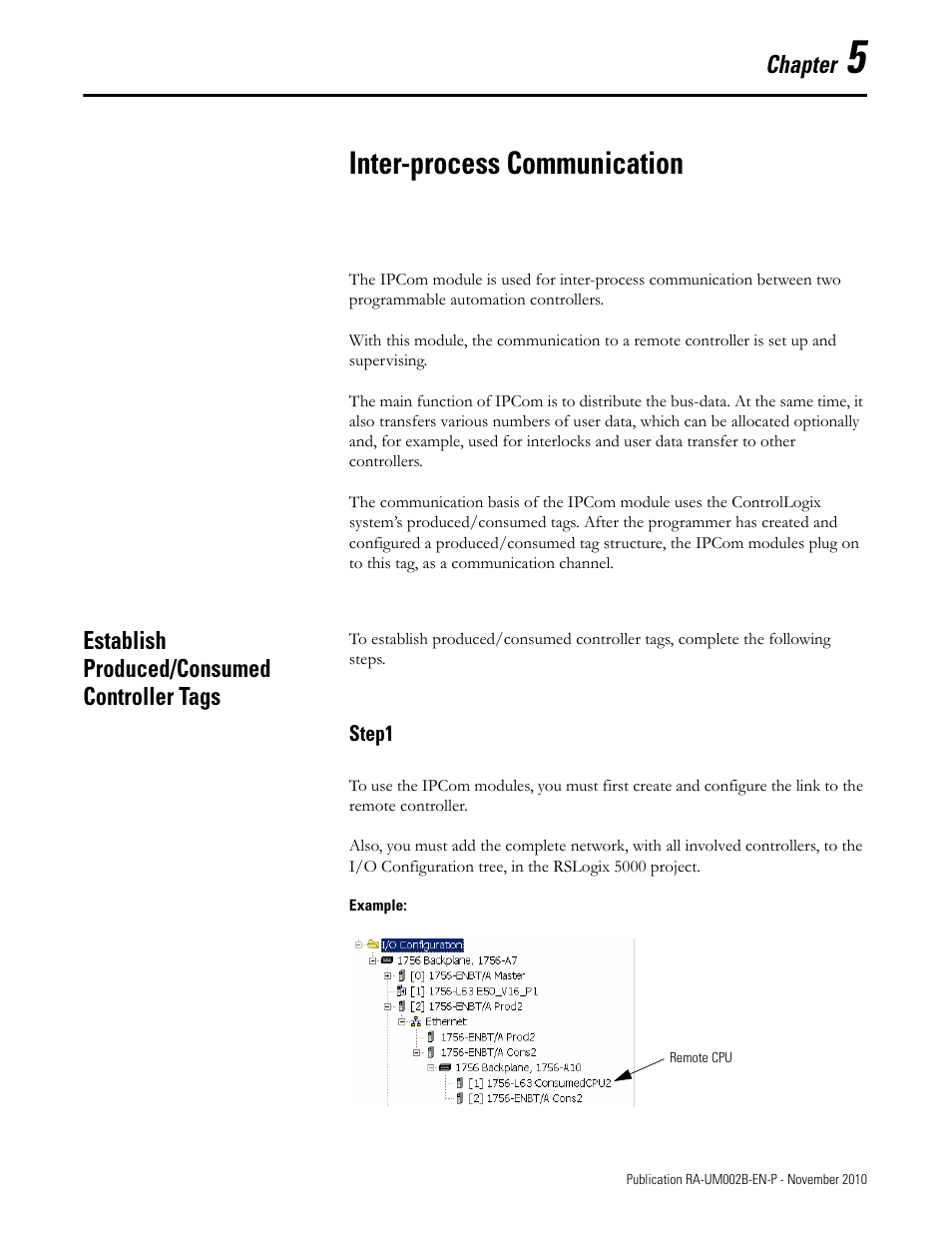 5 - inter-process communication, Establish produced/consumed controller tags, Step1 | Chapter 5, Inter process communication, Inter-process communication | Rockwell Automation MMCL Using the Mining, Mineral, and Cement Library (MMCL) in RSLogix 5000 Appli User Manual | Page 41 / 62