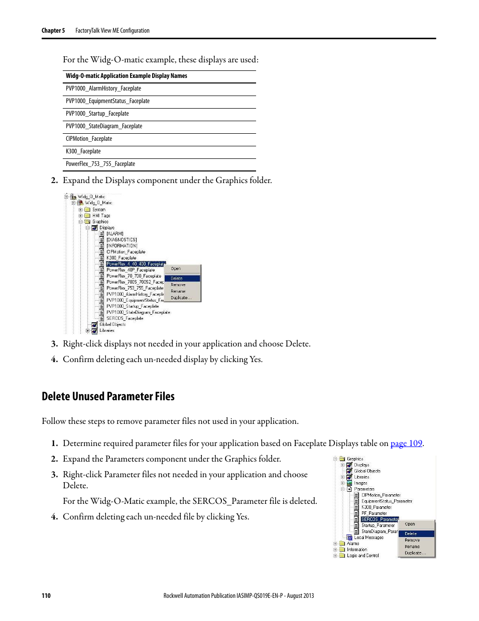 Delete unused parameter files | Rockwell Automation 193 Drives and Motion Accelerator Toolkit Quick Start User Manual | Page 110 / 356