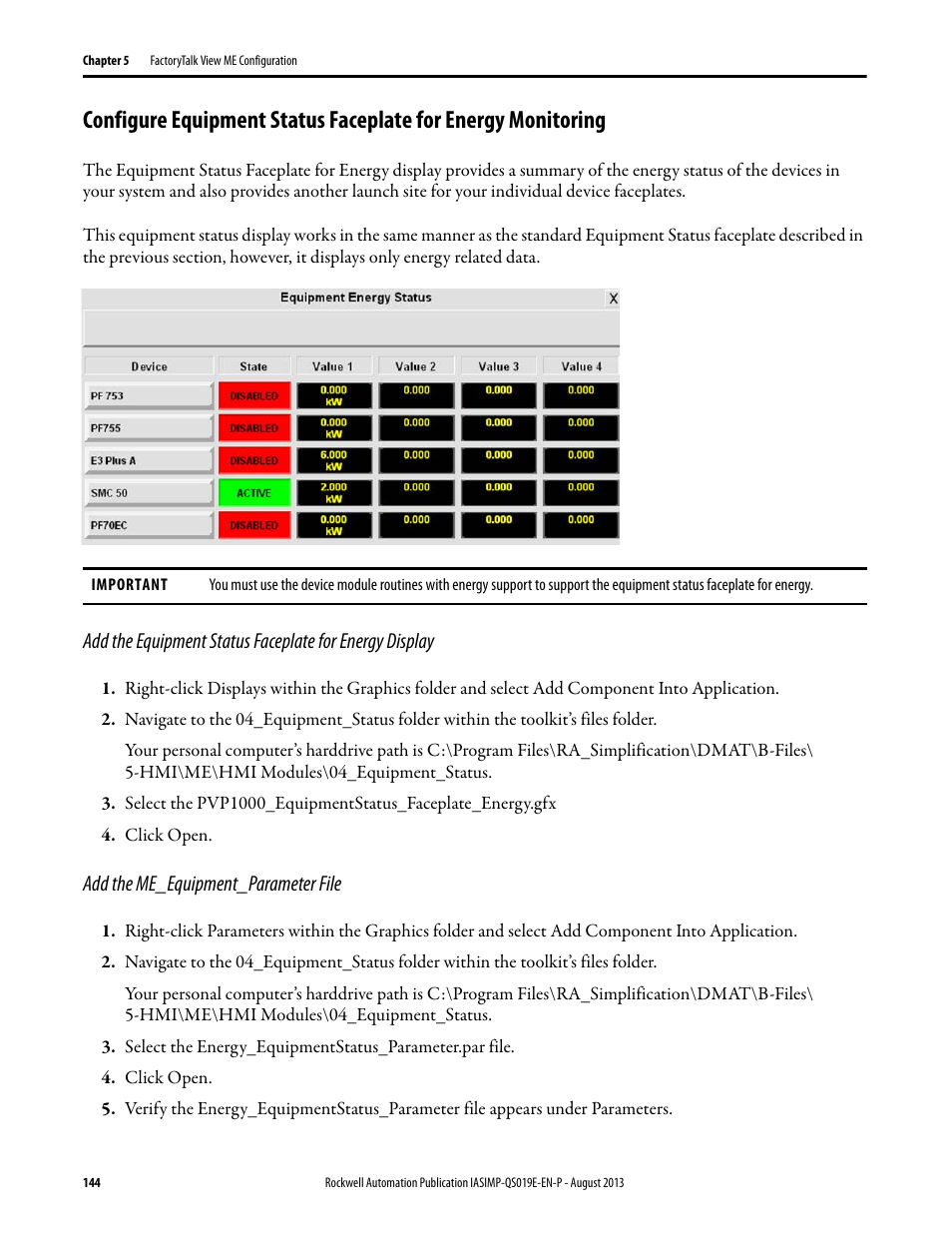 Add the me_equipment_parameter file | Rockwell Automation 193 Drives and Motion Accelerator Toolkit Quick Start User Manual | Page 144 / 356