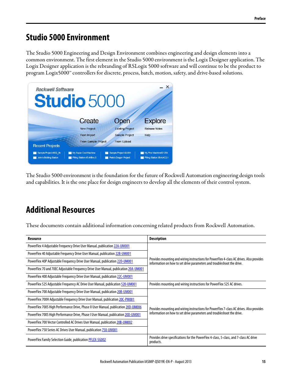 Studio 5000 environment, Additional resources, Studio 5000 environment additional resources | Rockwell Automation 193 Drives and Motion Accelerator Toolkit Quick Start User Manual | Page 15 / 356