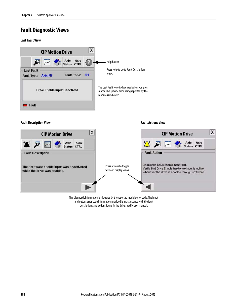 Fault diagnostic views, Cip motion drive | Rockwell Automation 193 Drives and Motion Accelerator Toolkit Quick Start User Manual | Page 182 / 356