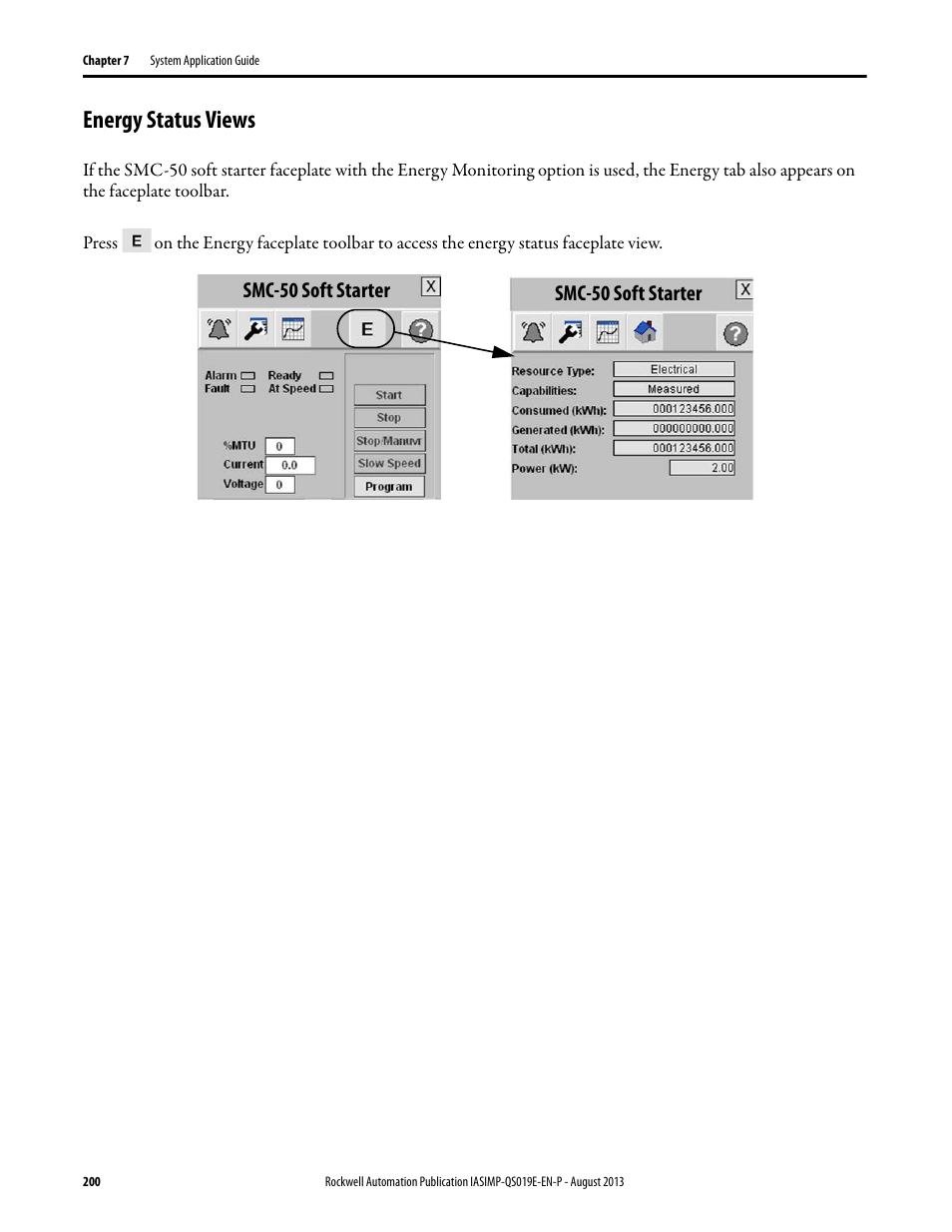 Energy status views, Smc-50 soft starter | Rockwell Automation 193 Drives and Motion Accelerator Toolkit Quick Start User Manual | Page 200 / 356