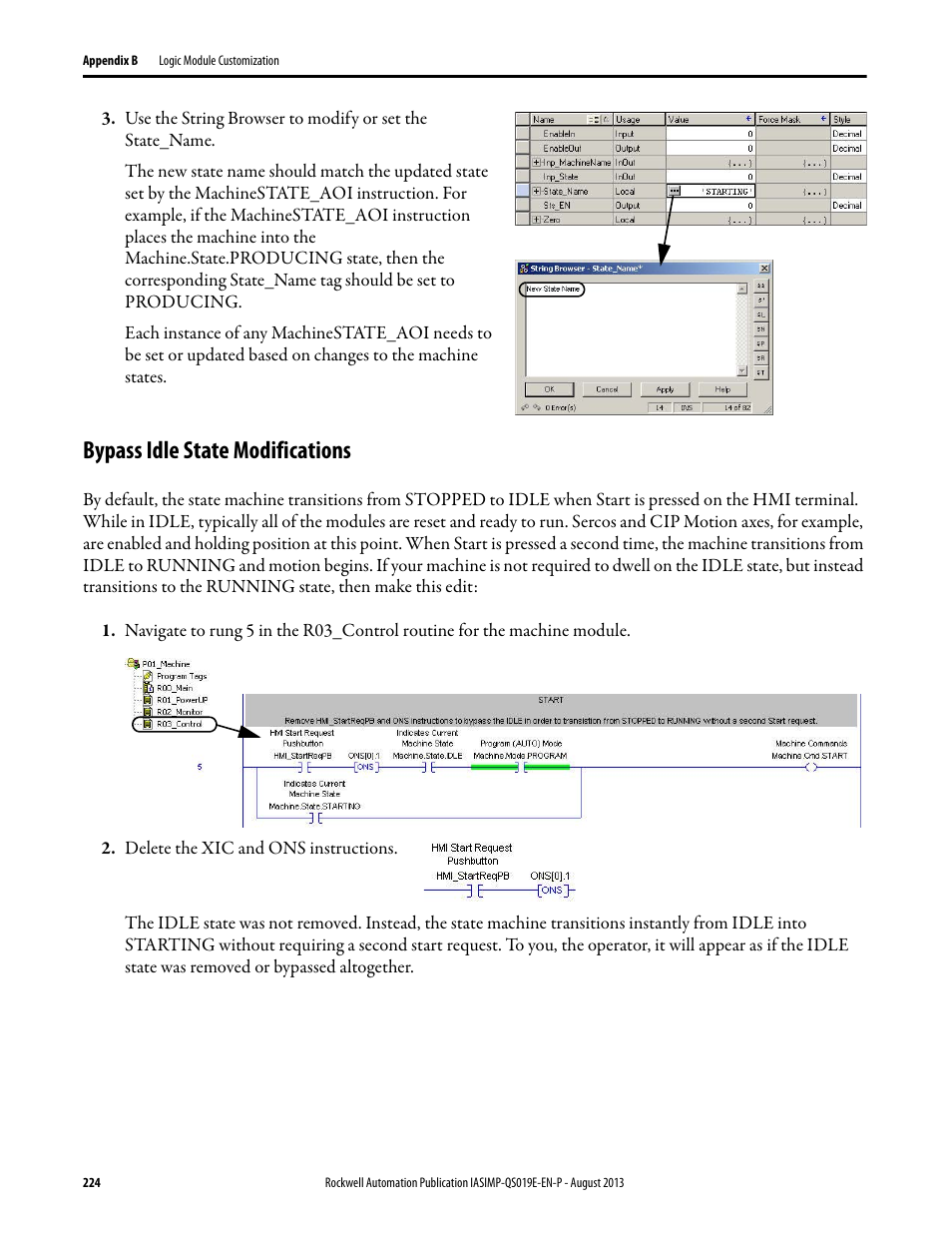 Bypass idle state modifications | Rockwell Automation 193 Drives and Motion Accelerator Toolkit Quick Start User Manual | Page 224 / 356
