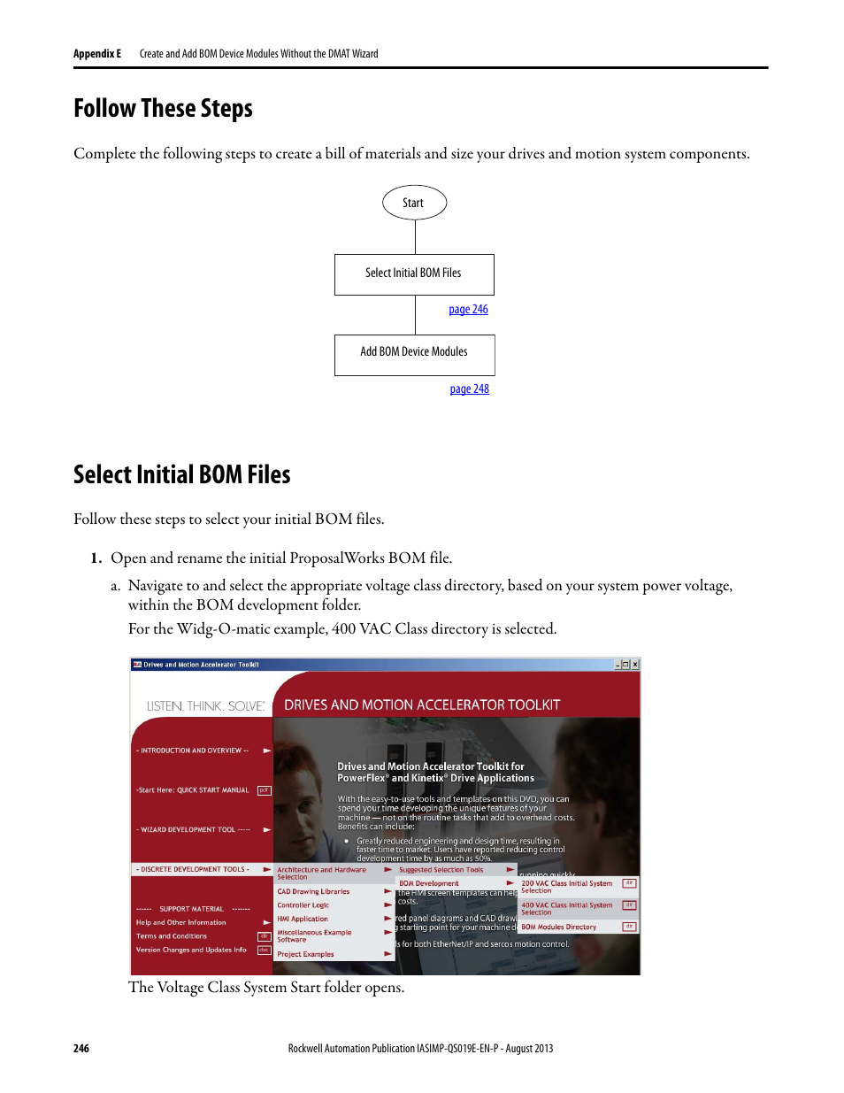 Follow these steps, Select initial bom files, Follow these steps select initial bom files | Rockwell Automation 193 Drives and Motion Accelerator Toolkit Quick Start User Manual | Page 246 / 356