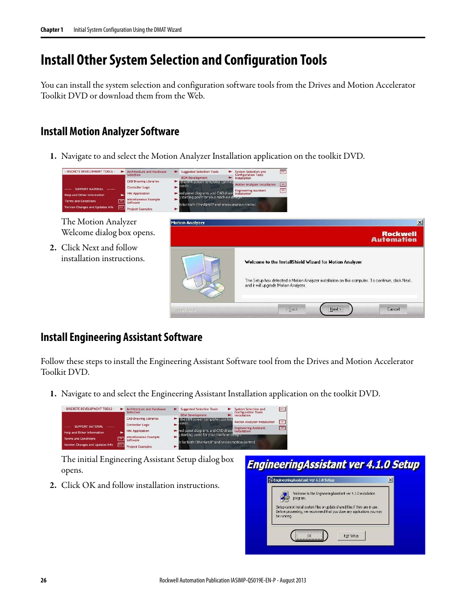 Install motion analyzer software, Install engineering assistant software, Install other system selection and | Configuration tools | Rockwell Automation 193 Drives and Motion Accelerator Toolkit Quick Start User Manual | Page 26 / 356