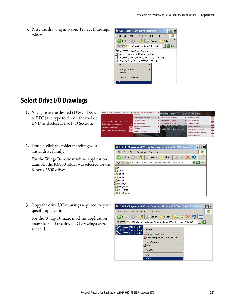 Select drive i/o drawings | Rockwell Automation 193 Drives and Motion Accelerator Toolkit Quick Start User Manual | Page 261 / 356