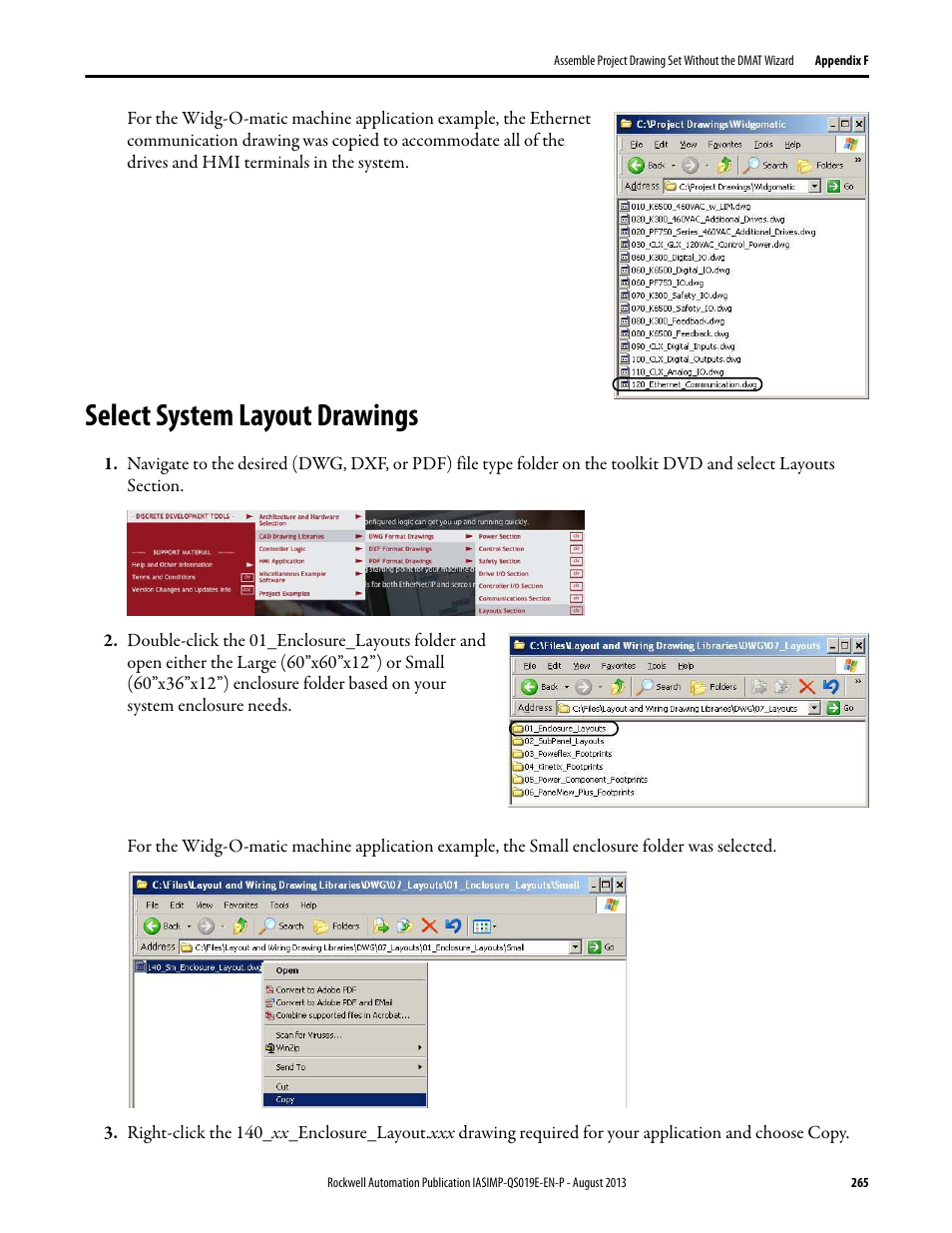 Select system layout drawings | Rockwell Automation 193 Drives and Motion Accelerator Toolkit Quick Start User Manual | Page 265 / 356