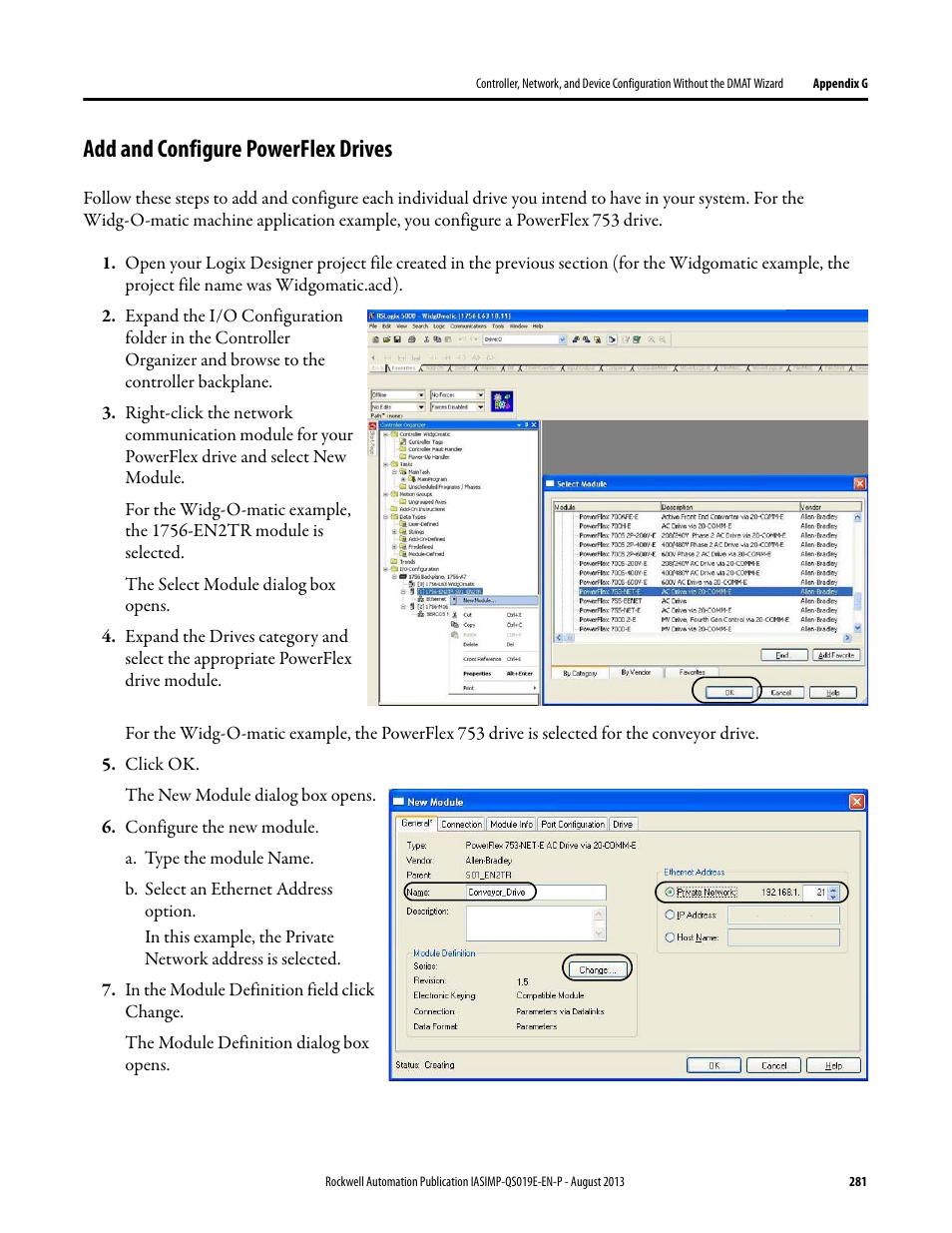 Add and configure powerflex drives | Rockwell Automation 193 Drives and Motion Accelerator Toolkit Quick Start User Manual | Page 281 / 356