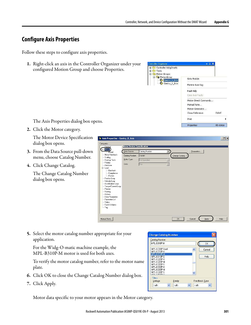 Configure axis properties | Rockwell Automation 193 Drives and Motion Accelerator Toolkit Quick Start User Manual | Page 301 / 356