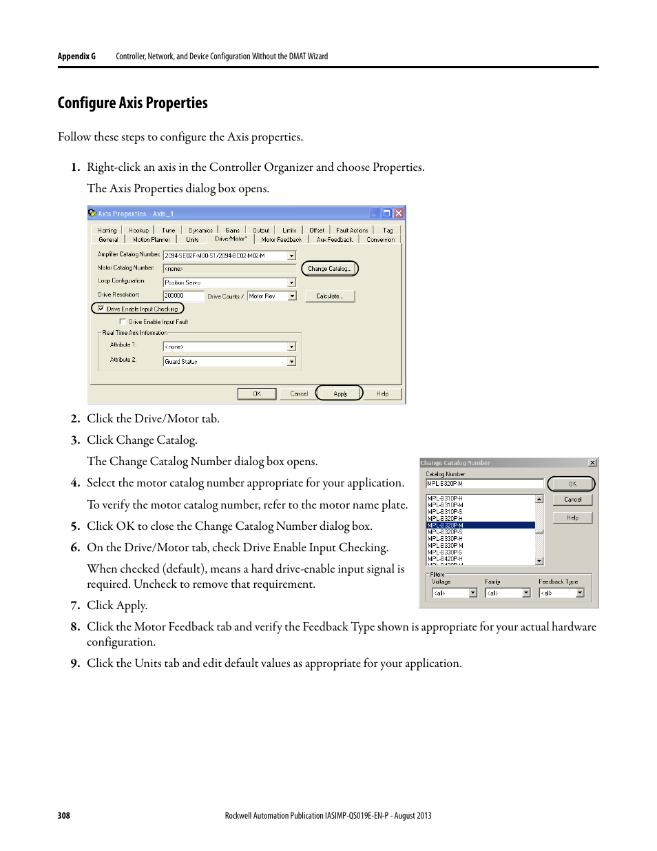 Configure axis properties, Step 8 | Rockwell Automation 193 Drives and Motion Accelerator Toolkit Quick Start User Manual | Page 308 / 356
