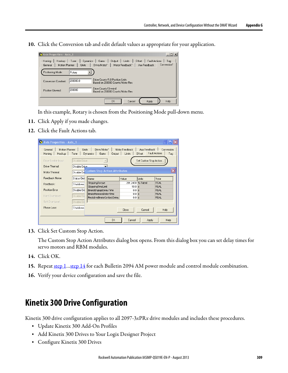 Kinetix 300 drive configuration | Rockwell Automation 193 Drives and Motion Accelerator Toolkit Quick Start User Manual | Page 309 / 356