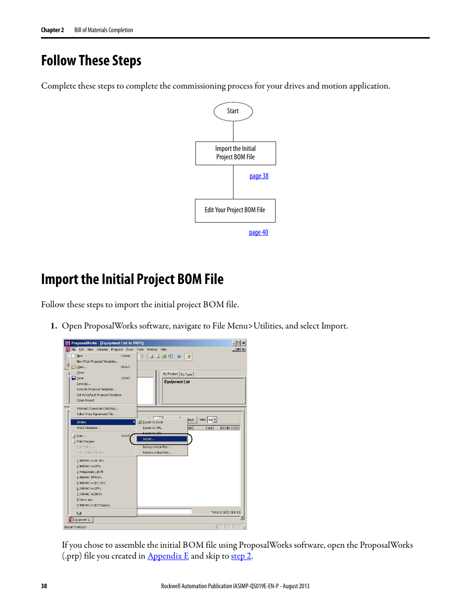 Follow these steps, Import the initial project bom file | Rockwell Automation 193 Drives and Motion Accelerator Toolkit Quick Start User Manual | Page 38 / 356