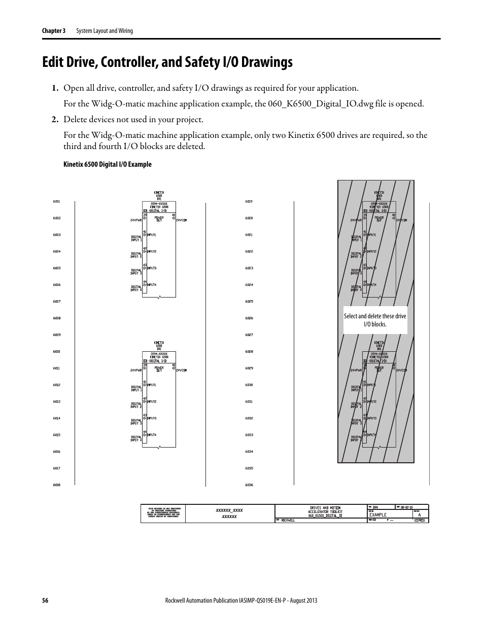 Edit drive, controller, and safety i/o drawings, Edit drive, controller, and safety, I/o drawings | Rockwell Automation 193 Drives and Motion Accelerator Toolkit Quick Start User Manual | Page 56 / 356