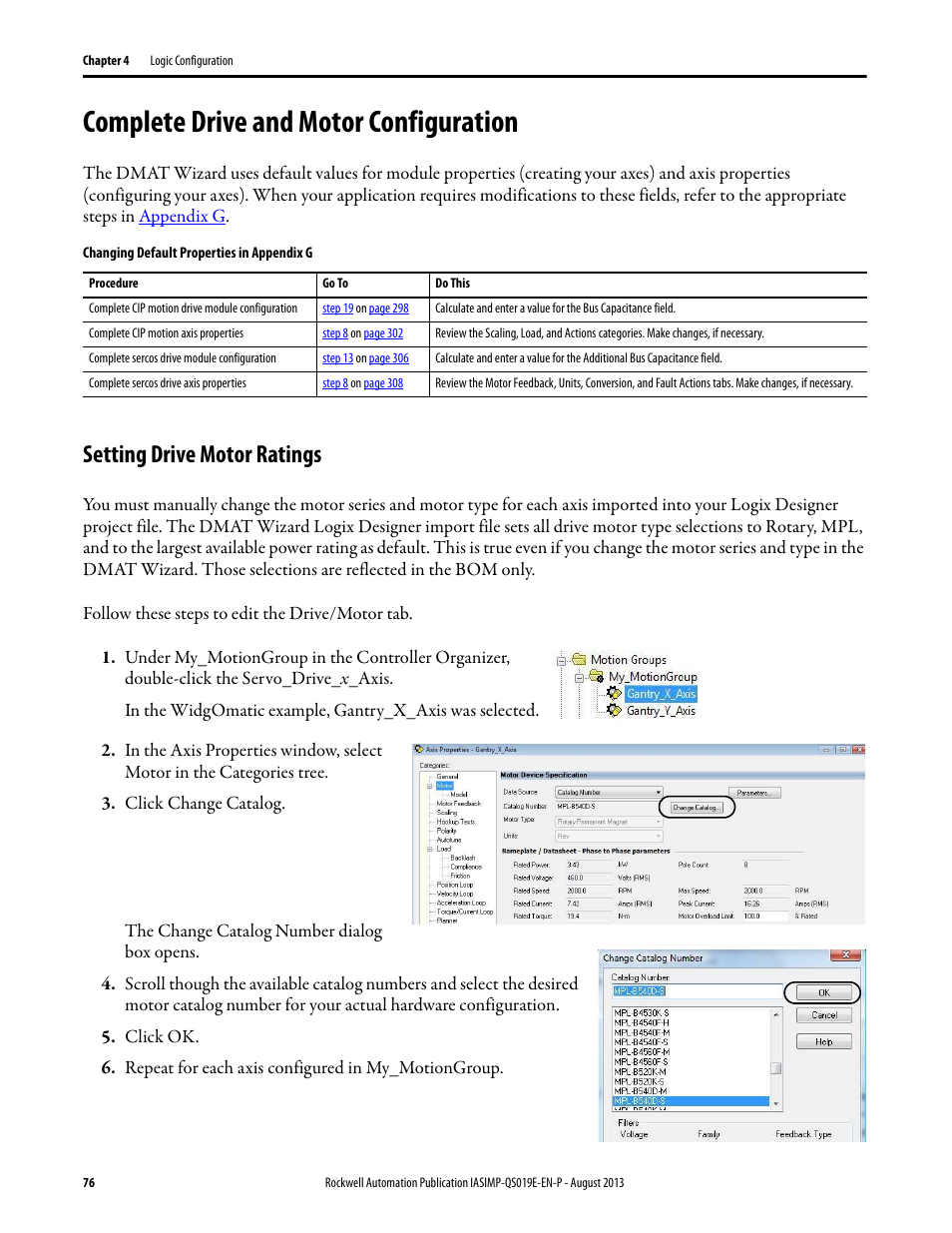 Complete drive and motor configuration, Setting drive motor ratings, Complete drive and motor | Configuration | Rockwell Automation 193 Drives and Motion Accelerator Toolkit Quick Start User Manual | Page 76 / 356