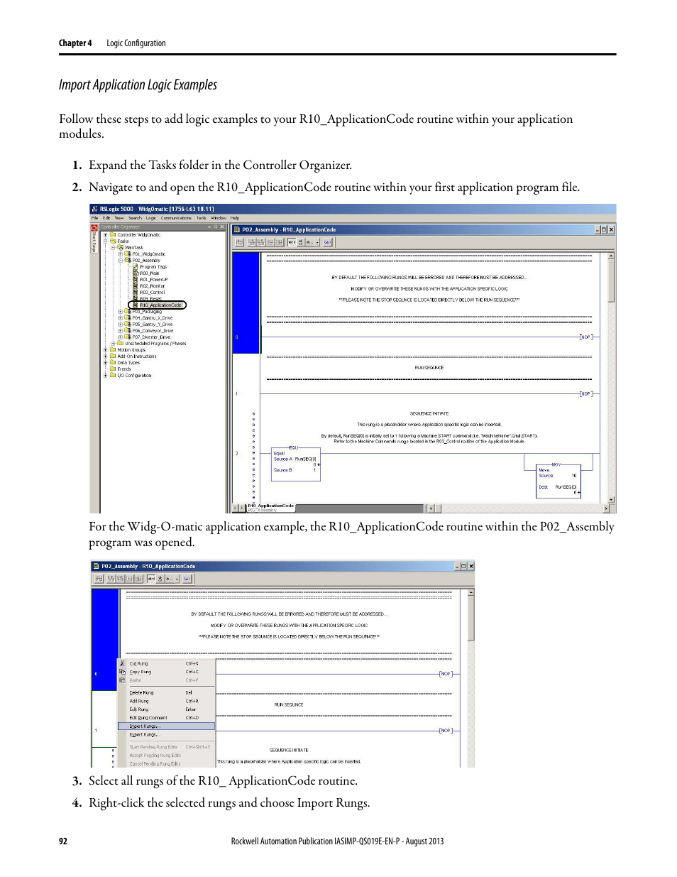 Import application logic examples | Rockwell Automation 193 Drives and Motion Accelerator Toolkit Quick Start User Manual | Page 92 / 356
