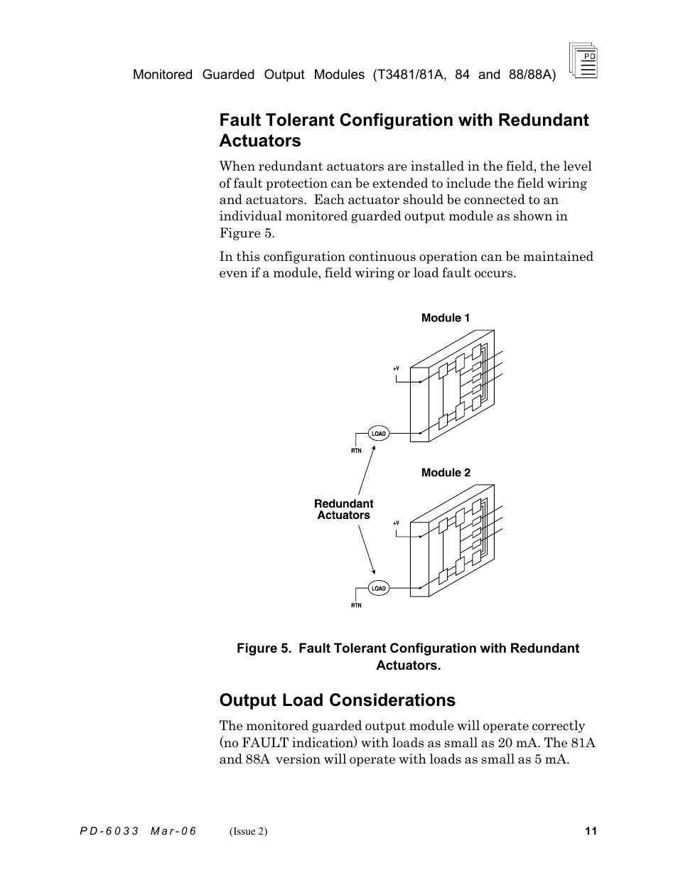 Output load considerations | Rockwell Automation T3488/T3488A ICS regent Monitored Guarded Output Modules User Manual | Page 11 / 26