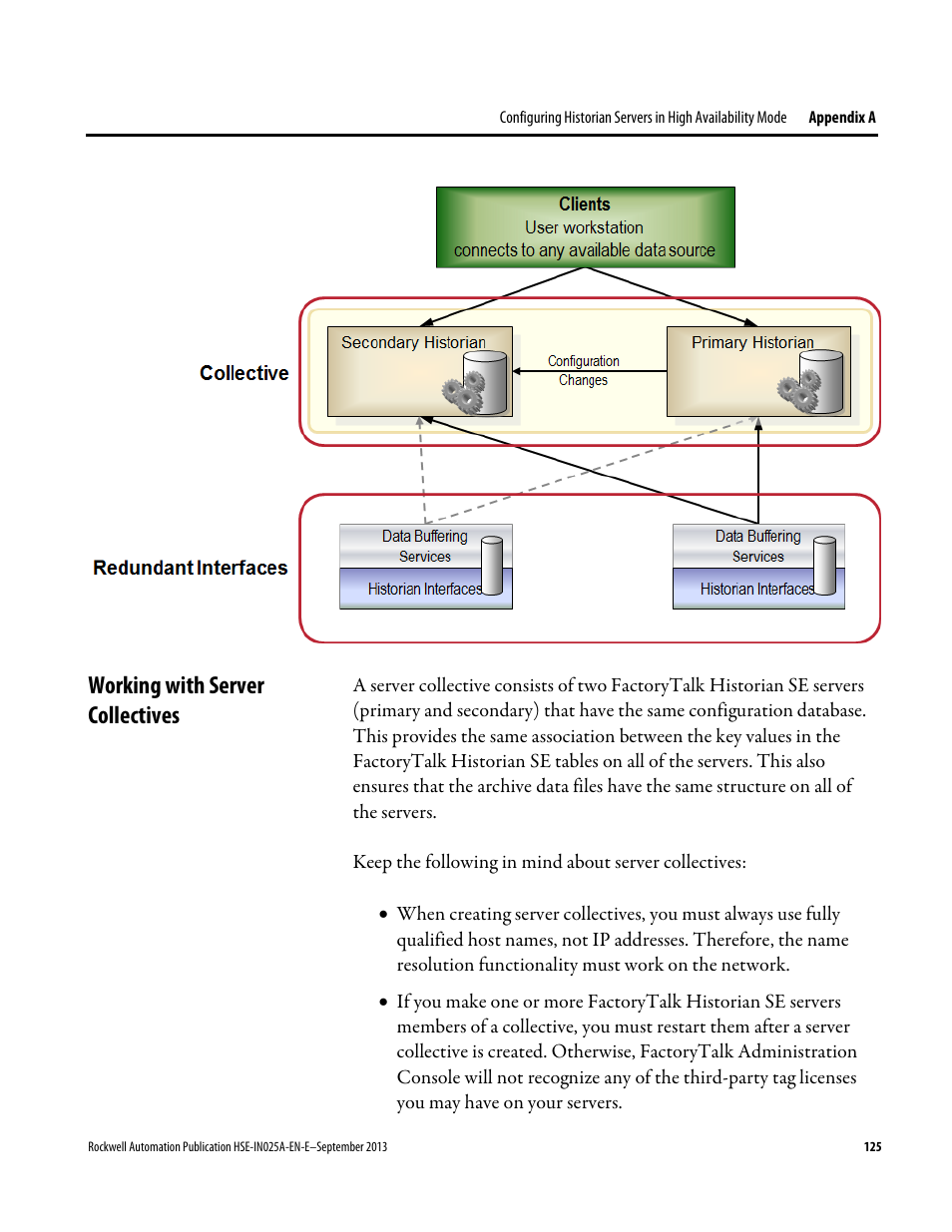 Working with server collectives | Rockwell Automation FactoryTalk Historian SE 4.0 Installation and Configuration Guide User Manual | Page 125 / 186