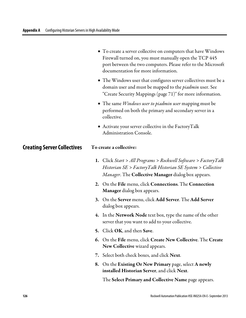 Creating server collectives | Rockwell Automation FactoryTalk Historian SE 4.0 Installation and Configuration Guide User Manual | Page 126 / 186