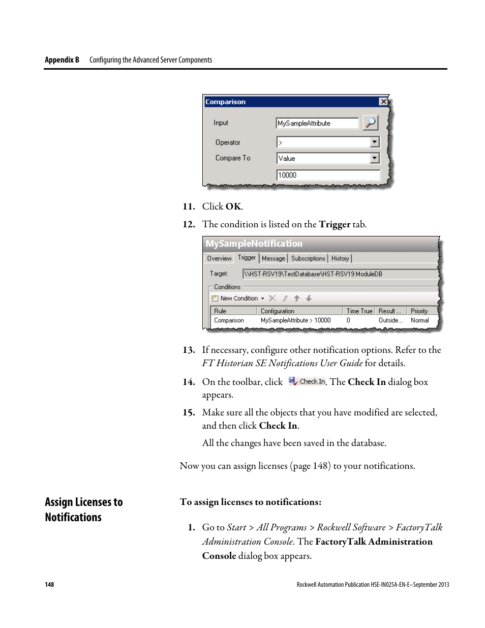 Assign licenses to notifications | Rockwell Automation FactoryTalk Historian SE 4.0 Installation and Configuration Guide User Manual | Page 148 / 186