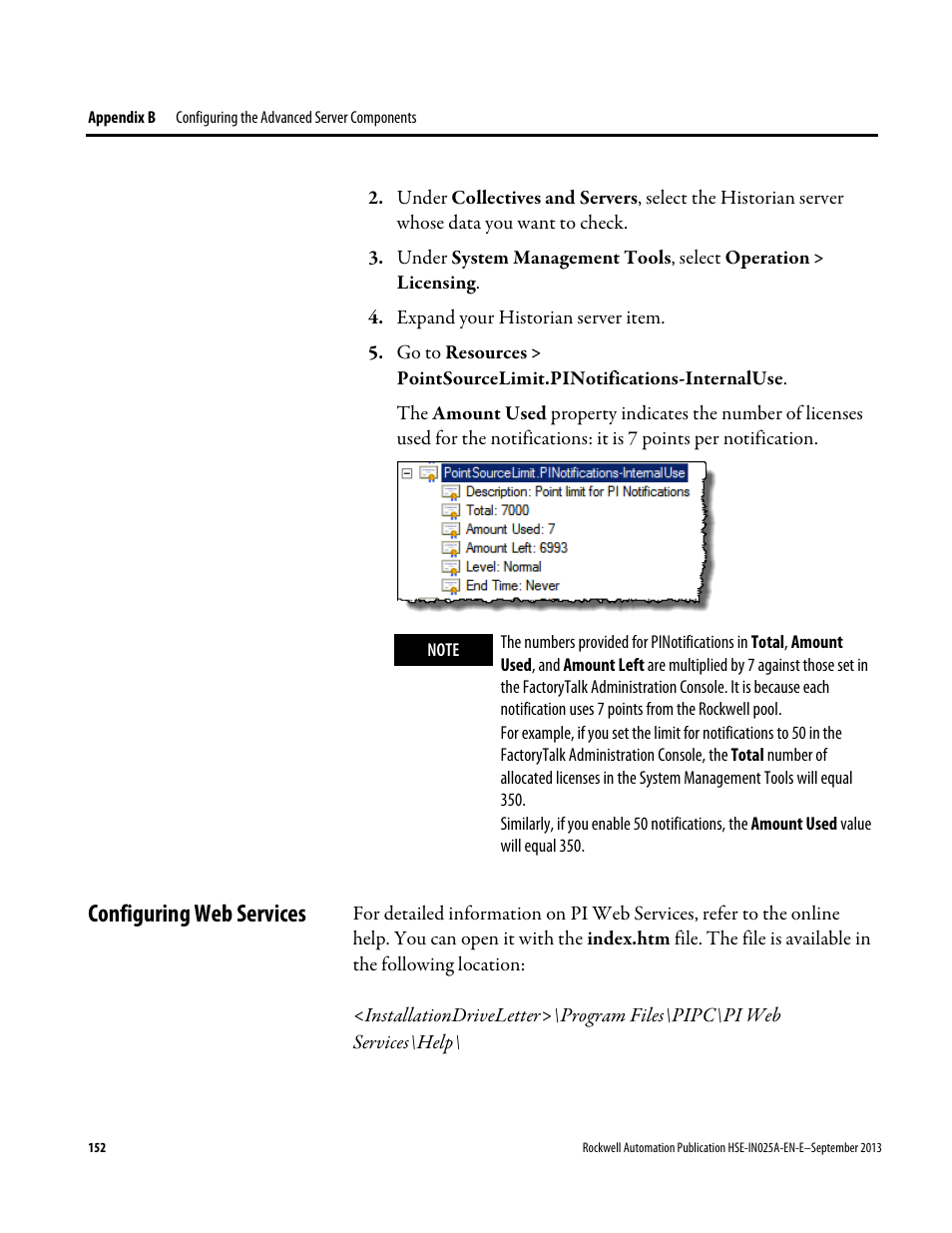 Configuring web services | Rockwell Automation FactoryTalk Historian SE 4.0 Installation and Configuration Guide User Manual | Page 152 / 186