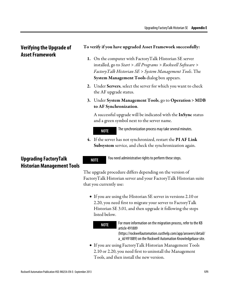 Verifying the upgrade of asset framework, Upgrading factorytalk historian management tools | Rockwell Automation FactoryTalk Historian SE 4.0 Installation and Configuration Guide User Manual | Page 171 / 186