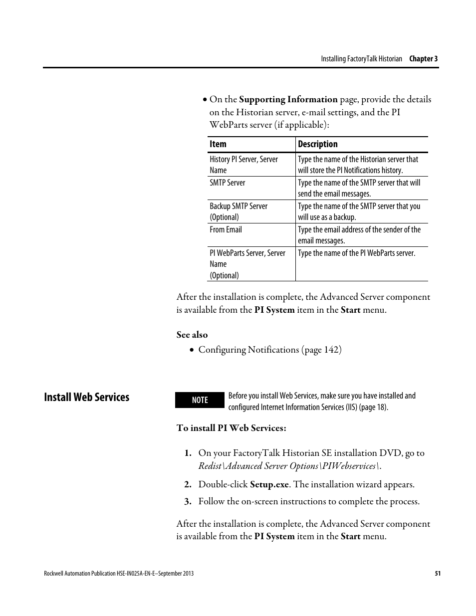 Install web services | Rockwell Automation FactoryTalk Historian SE 4.0 Installation and Configuration Guide User Manual | Page 51 / 186