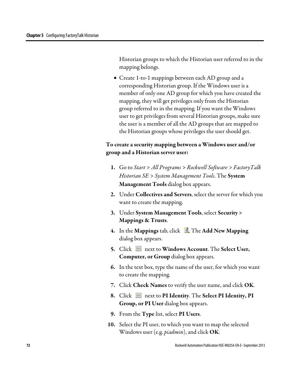 Rockwell Automation FactoryTalk Historian SE 4.0 Installation and Configuration Guide User Manual | Page 72 / 186