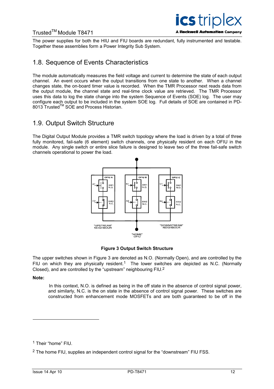 Sequence of events characteristics, Output switch structure, Figure 3 output switch structure | Trusted, Module t8471 | Rockwell Automation T8471 Trusted TMR 120V dc Digital Output Module - 32 Channel User Manual | Page 12 / 32