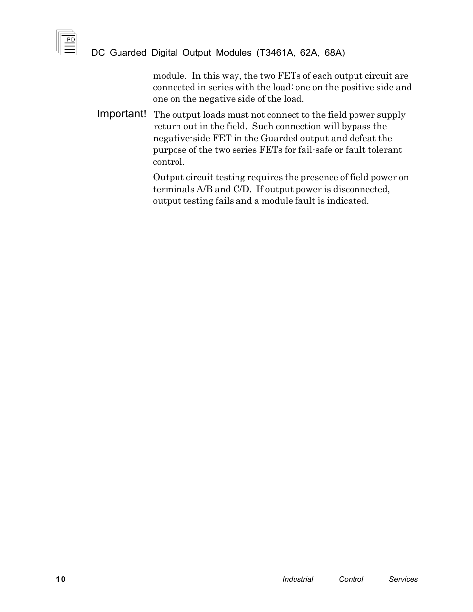 Important | Rockwell Automation T3468A ICS Regent DC Guarded Digital Output Modules User Manual | Page 10 / 20