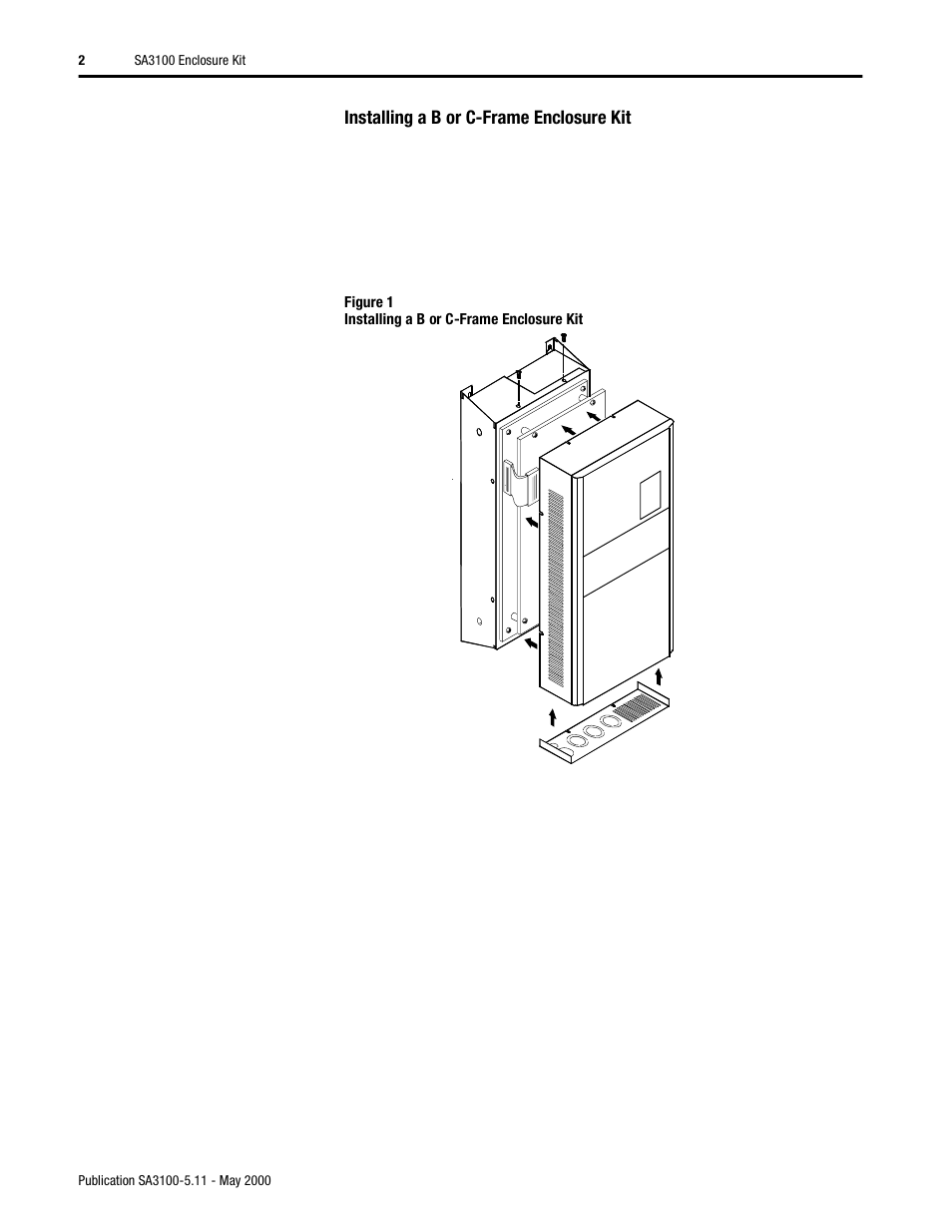 Installing a b or c-frame enclosure kit | Rockwell Automation SA3100 Enclosure Kit User Manual | Page 2 / 4