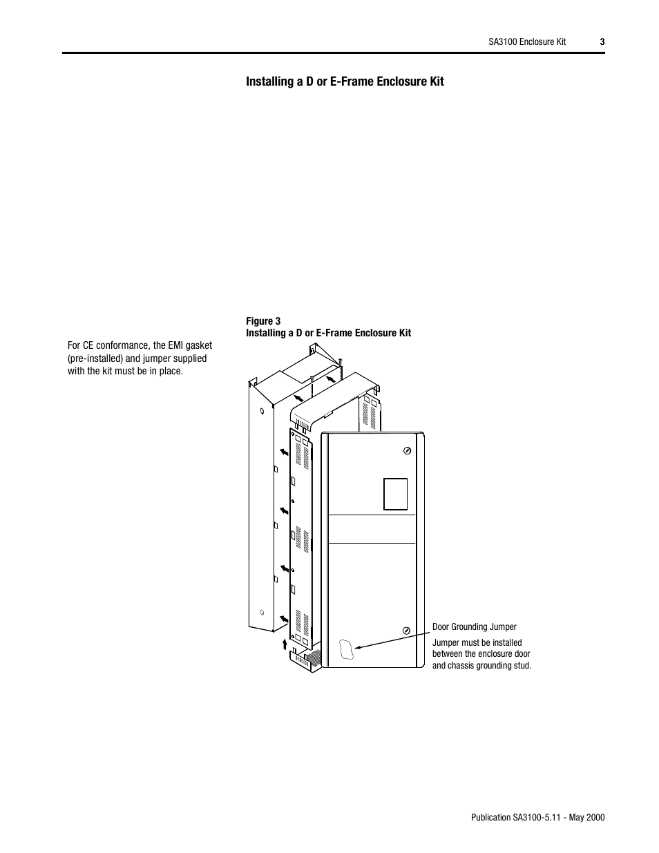 Installing a d or e-frame enclosure kit | Rockwell Automation SA3100 Enclosure Kit User Manual | Page 3 / 4