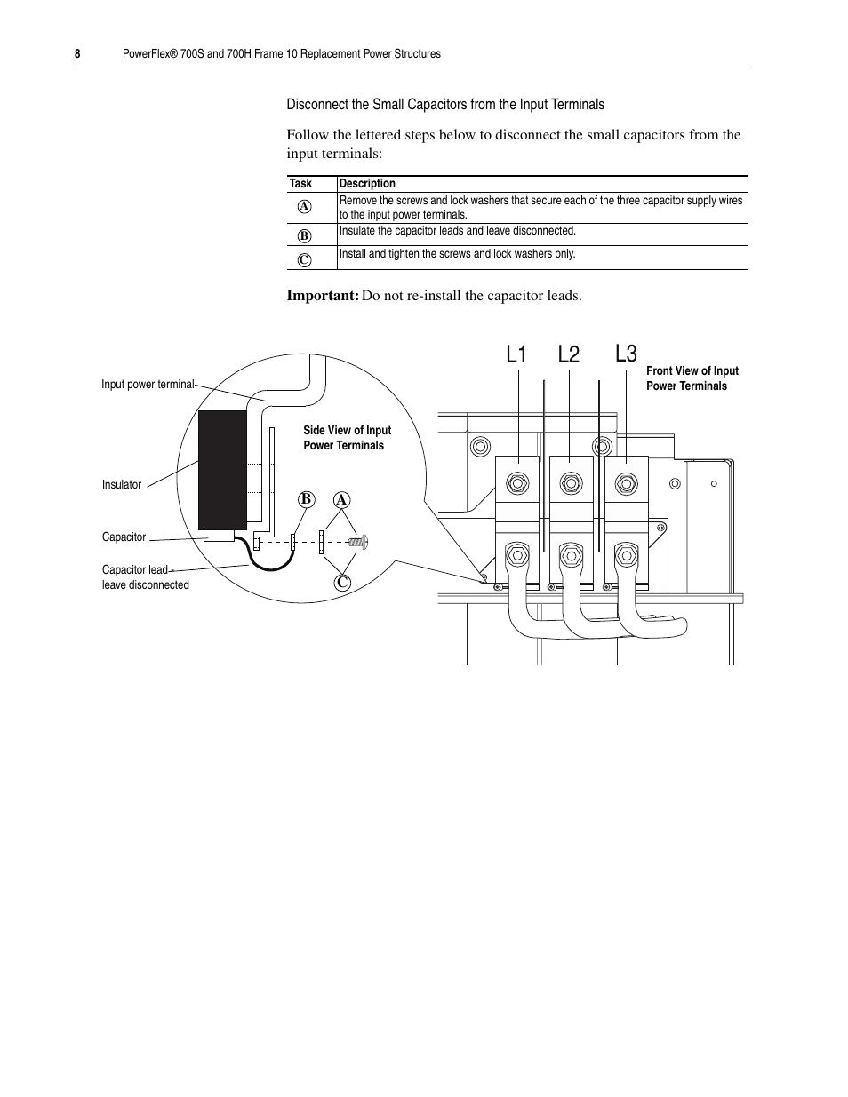 L1 l2 l3 | Rockwell Automation 20D PowerFlex 700H/S Frame 10 Replacement Power Structure User Manual | Page 8 / 18