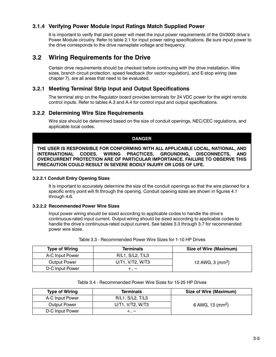2 wiring requirements for the drive | Rockwell Automation GV3000 AC Pwr Module Ver. 5.0 Hardware Ref, Installation, and Troubleshooting User Manual | Page 37 / 102