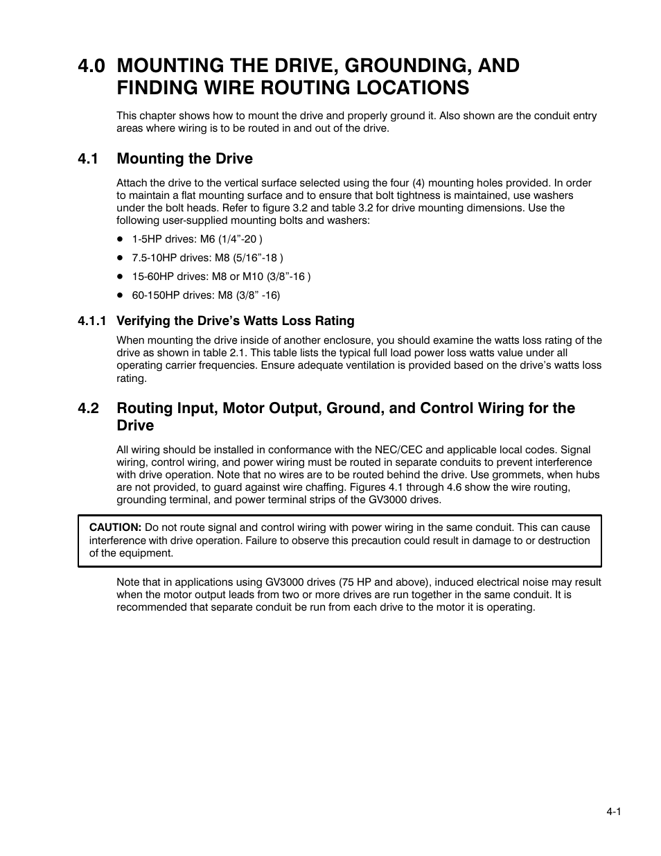 1 mounting the drive | Rockwell Automation GV3000 AC Pwr Module Ver. 5.0 Hardware Ref, Installation, and Troubleshooting User Manual | Page 41 / 102