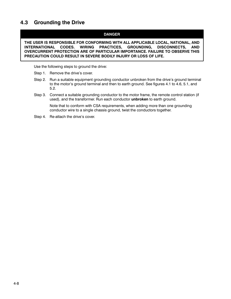 3 grounding the drive | Rockwell Automation GV3000 AC Pwr Module Ver. 5.0 Hardware Ref, Installation, and Troubleshooting User Manual | Page 48 / 102