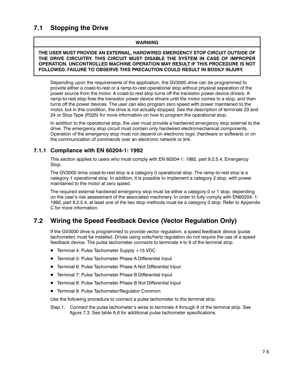 1 stopping the drive | Rockwell Automation GV3000 AC Pwr Module Ver. 5.0 Hardware Ref, Installation, and Troubleshooting User Manual | Page 61 / 102