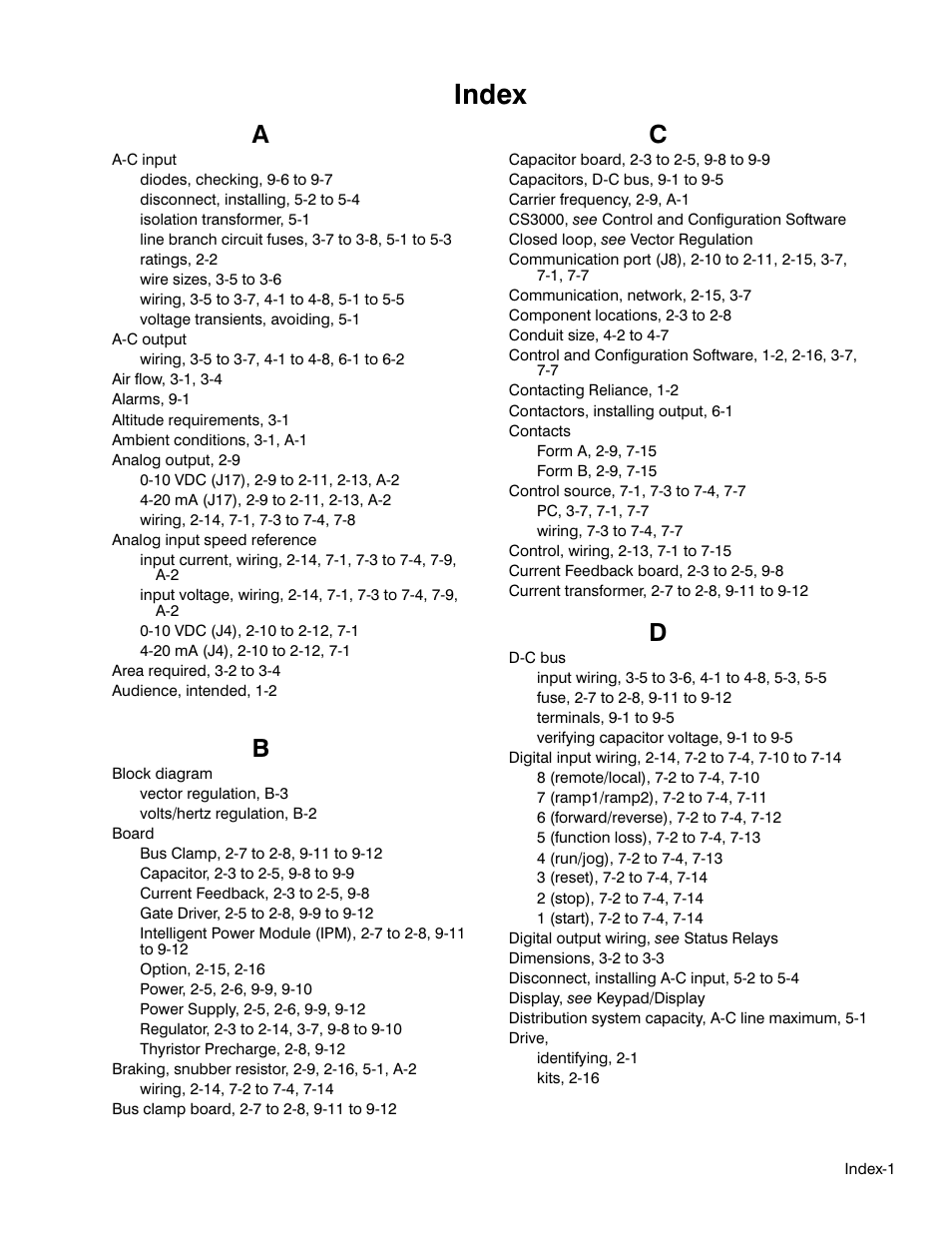 Index | Rockwell Automation GV3000 AC Pwr Module Ver. 5.0 Hardware Ref, Installation, and Troubleshooting User Manual | Page 87 / 102