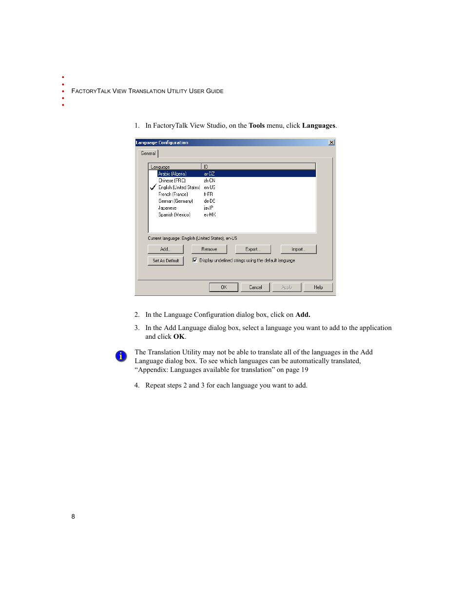 Rockwell Automation FactoryTalk Translation Utility Installation Guide User Manual | Page 12 / 28
