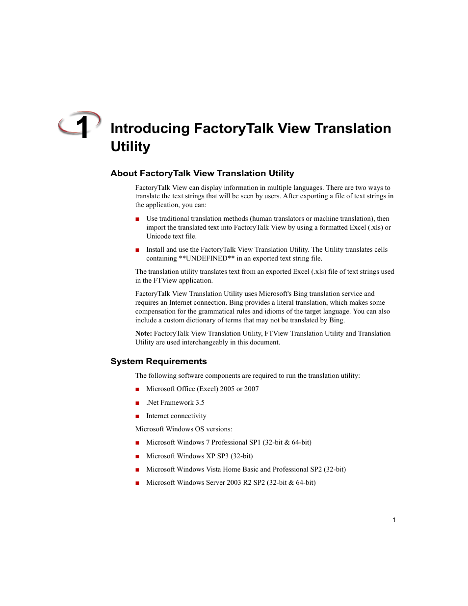 Introducing factorytalk view translation utility, About factorytalk view translation utility, System requirements | Rockwell Automation FactoryTalk Translation Utility Installation Guide User Manual | Page 5 / 28