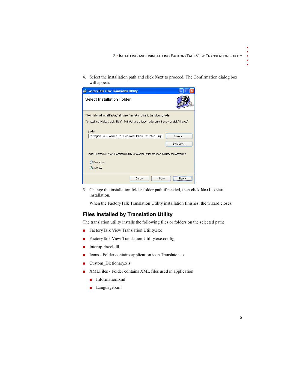 Files installed by translation utility | Rockwell Automation FactoryTalk Translation Utility Installation Guide User Manual | Page 9 / 28