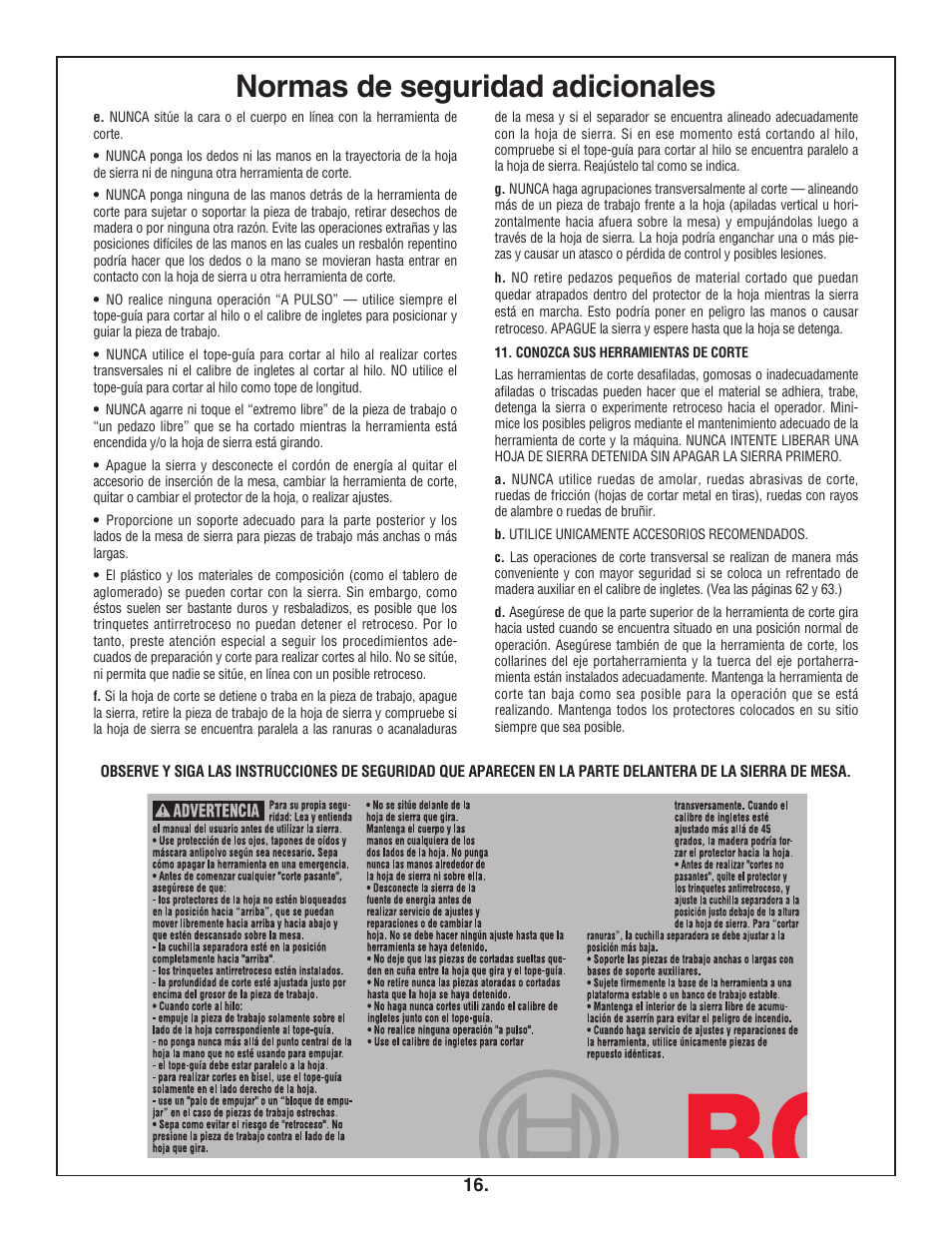 Normas de seguridad adicionales | Bosch 4100DG User Manual | Page 16 / 88