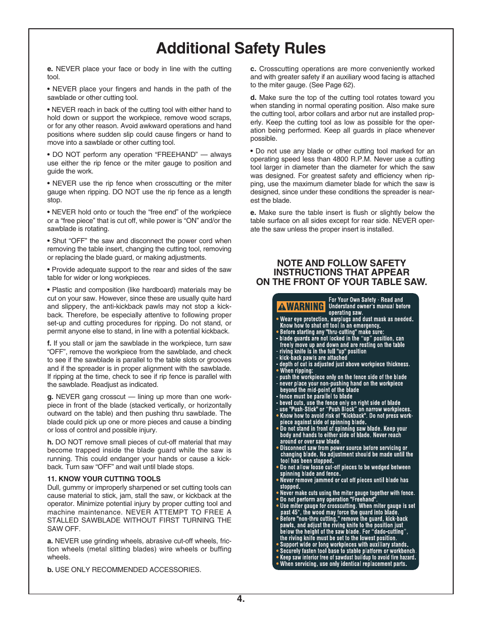 Additional safety rules | Bosch 4100DG User Manual | Page 4 / 88
