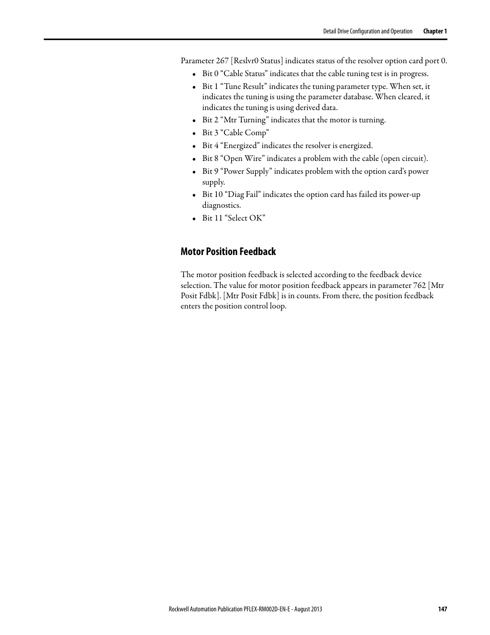 Motor position feedback | Rockwell Automation 20D PowerFlex 700S with Phase I Control Reference Manual User Manual | Page 147 / 190